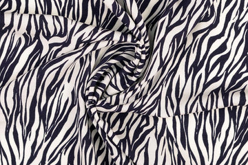 Viskose Webware, Zebra, weiß, marine, 0,5 m